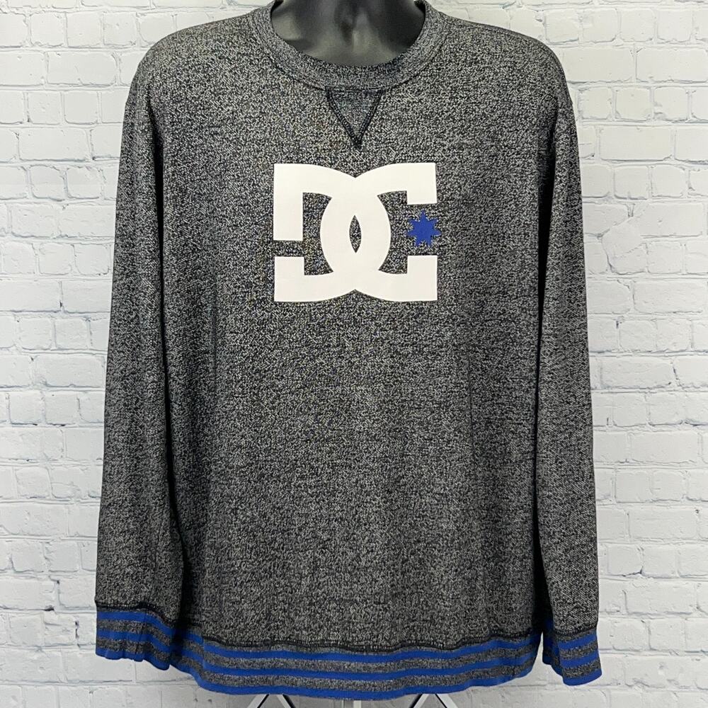DC Shoes Lightweight Sweatshirt XL X-Large Gray Blue Logo Pullover Streetwear